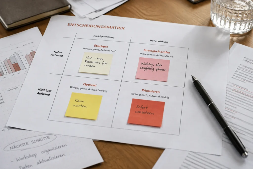 Entscheidungsmatrix zur Wahl der passenden Beratungsform