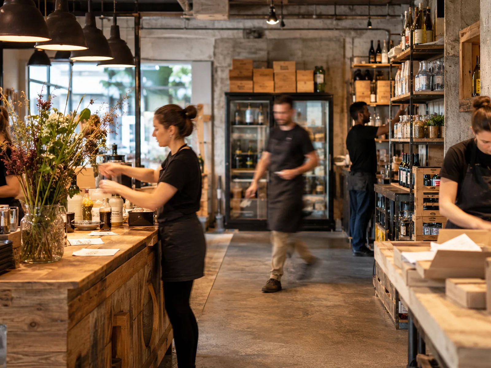 Mitarbeitende bei der Arbeit in einem gastronomischen Betrieb